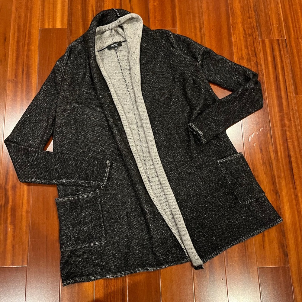 Babaton Cashmere Cardigan Sweater Black Gray Marl Knit Shawl Collar New NWOT XS